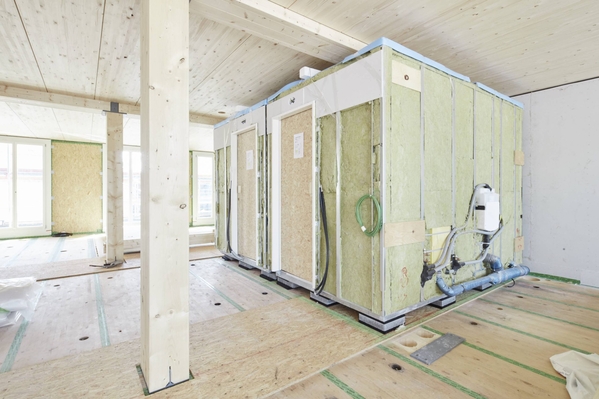 Installation der vorgefertigten Nasszellen