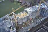 Aerial view during erection