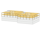 Visualisierung 2-geschossige Aufstockung auf bestehendem Grundriss. Stützen, Platten, fertig